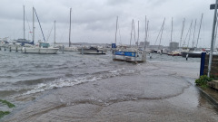 Yachthafen Strande bei Hochwasser